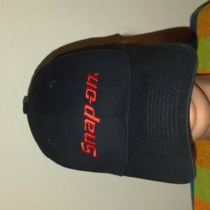 Snap-on Embroidered Logo FlexFit Fitted Hat Cap Black Red